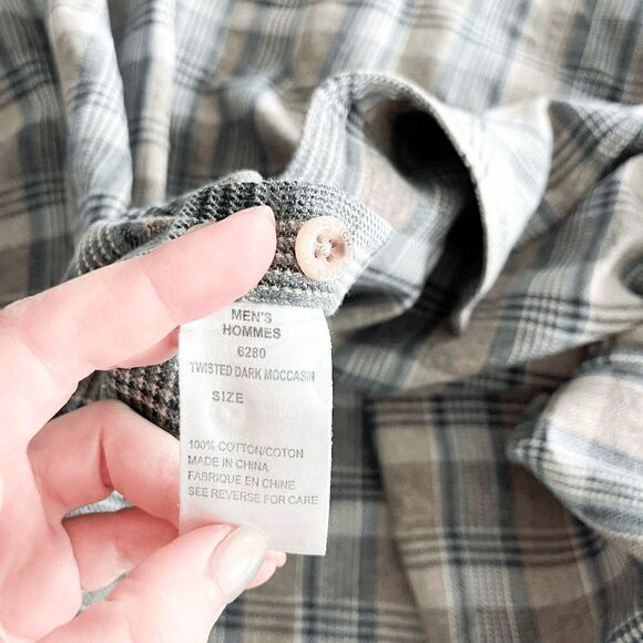 Woolrich Mens Button Up Shirt Twisted Dark Moccasin 100% Cotton Flannel Plaid L - Picture 6 of 8